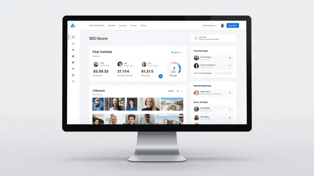 Lightweight PHP CMS dashboard showing built in SEO tools, fast page load speed under one second and plugin free website management interface